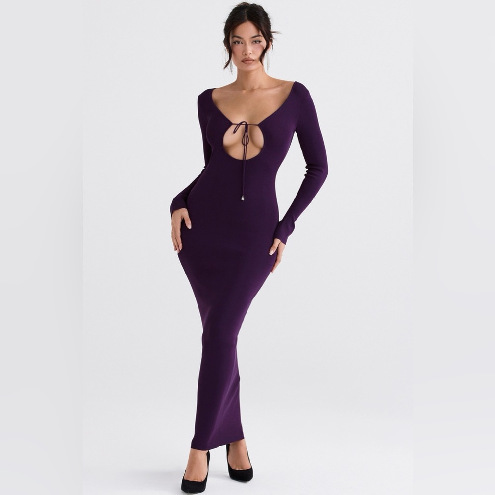 House of CB KEANA Grape Ribbed Knit Maxi Dress size XS